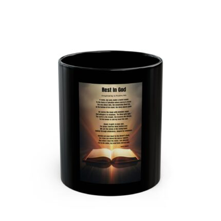 Rest In God / Black Mug - Unique Gift for Healthcare Workers, Valentine's Day, Coffee Lovers, Motivational, Cute Office Decor