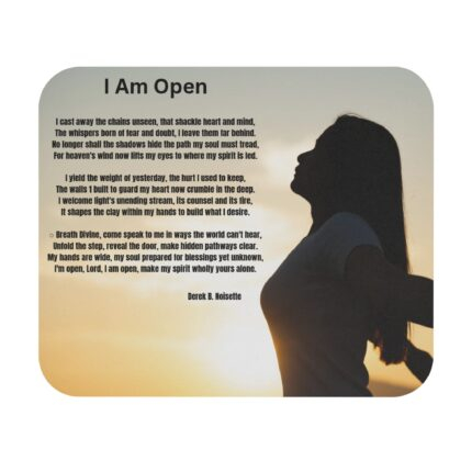 I Am Open /  Mouse Pad, Cute Desk Accessory, Gamer Gift, Office Decor, Valentine's Day Present, Bright and Fun Design