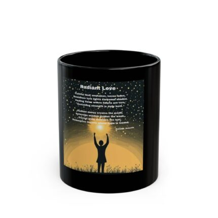 Radiate Love / Black Mug - Unique Gift for Healthcare Workers, Valentine's Day, Coffee Lovers, Motivational, Cute Office Decor