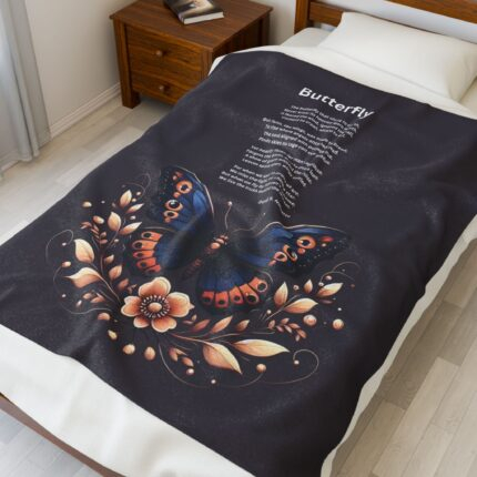 Butterfly Inspirational Velveteen Plush Blanket - Cozy Throw, Motivational Gift, Home Decor, Spiritual Comfort, Affirmation Blanket