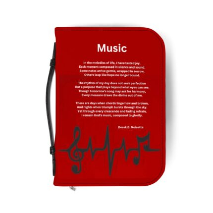 Red Music-Themed Bible Cover - Perfect for Church Events, Gifts, Worship, Inspirational, Music Lovers