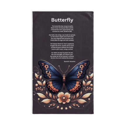 Butterfly Inspirational Hand Towel with Poem, Motivational Kitchen Towels, Religious Home Decor, Faith-Based Gift, Meaningful Bathroom Accessories