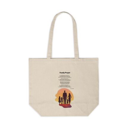 Family Prayer / Canvas Tote Bag —  Silhouette Tote, Inspirational Scripture Gift for Parents