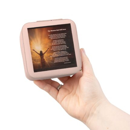 The Woman God Sees / Compact Jewelry Travel Case — Sunset Silhouette Design, Portable Ring & Earring Organizer