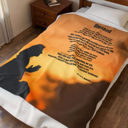 Blessed / Inspirational Velveteen Plush Blanket - Cozy Throw, Motivational Gift, Home Decor, Spiritual Comfort, Affirmation Blanket