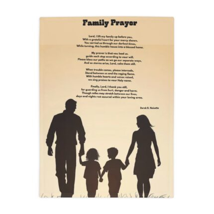 Family Prayer / Plush Fleece Blanket — Christian Inspirational Quote & Silhouette Family Throw