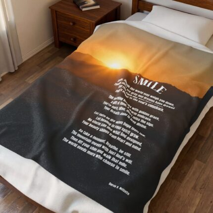 Smile /  Inspirational Velveteen Plush Blanket - Cozy Throw, Motivational Gift, Home Decor, Spiritual Comfort, Affirmation Blanket