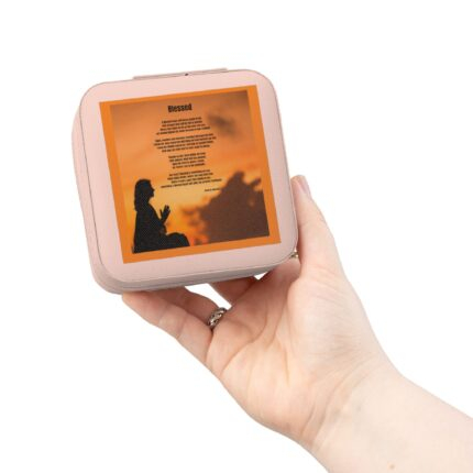 Blessed / Compact Jewelry Travel Case — Sunset Silhouette Design, Portable Ring & Earring Organizer