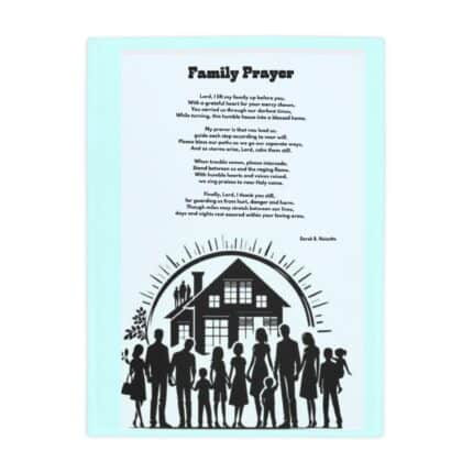 Family Prayer / Plush Fleece Blanket — Christian Inspirational Quote & Silhouette Family Throw