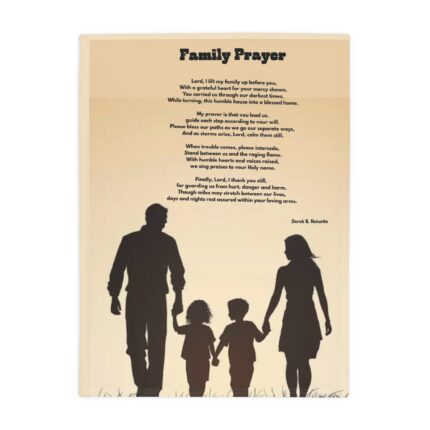 Family Prayer / Plush Fleece Blanket — Christian Inspirational Quote & Silhouette Family Throw