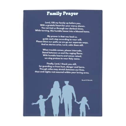 Family Prayer / Plush Fleece Blanket — Christian Inspirational Quote & Silhouette Family Throw