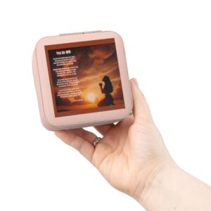 Yes He Will / Compact Jewelry Travel Case — Sunset Silhouette Design, Portable Ring & Earring Organizer