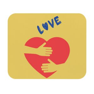 Love Is Medicine /  Mouse Pad, Cute Desk Accessory, Gamer Gift, Office Decor, Valentine's Day Present, Bright and Fun Design
