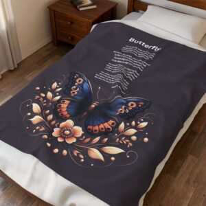Butterfly Inspirational Velveteen Plush Blanket - Cozy Throw, Motivational Gift, Home Decor, Spiritual Comfort, Affirmation Blanket